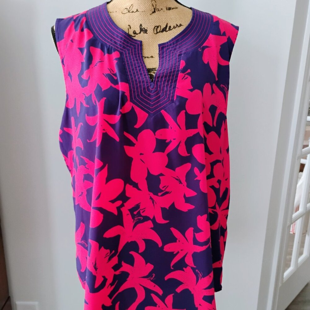 liz claiborne sleeveless Purple & Pink Floral top X-Large